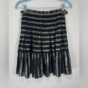 Anthropologie Current Air NWT Batia Smocked Mini Skirt Black Brown Women’s XS